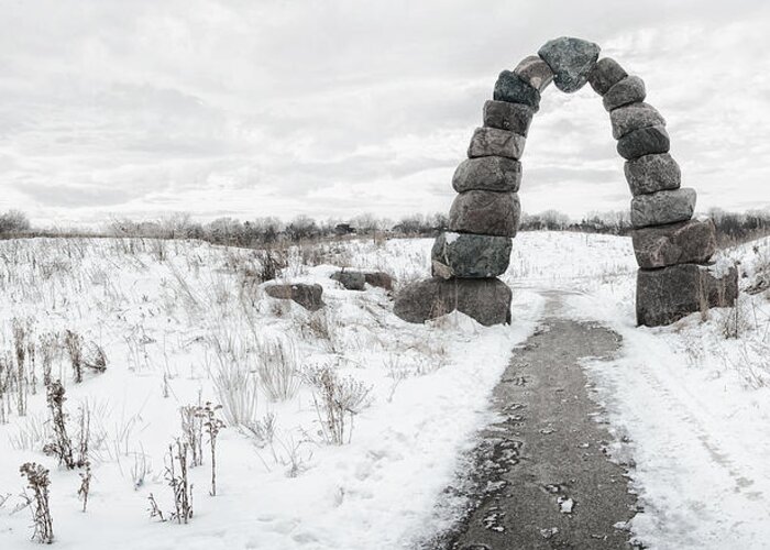 Snow Greeting Card featuring the photograph Frozen Stone Arch by Scott Norris