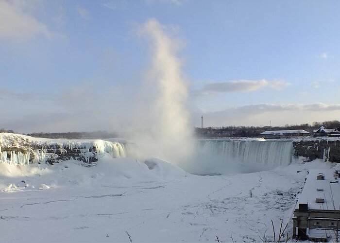 Niagara Falls Greeting Card featuring the photograph Frozen Thunder by Peggy King