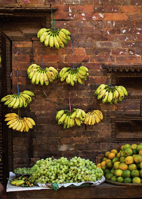 Hanging Greeting Card featuring the photograph Fruit Market Display by Universal Stopping Point Photography