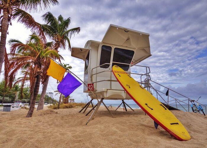 Landscape Greeting Card featuring the photograph Ft. Lauderdale Lifeguard Station II by Danny Mongosa