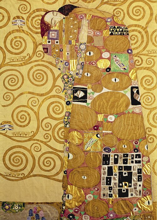 Gustav Klimt Greeting Card featuring the painting Fulfilment by Celestial Images