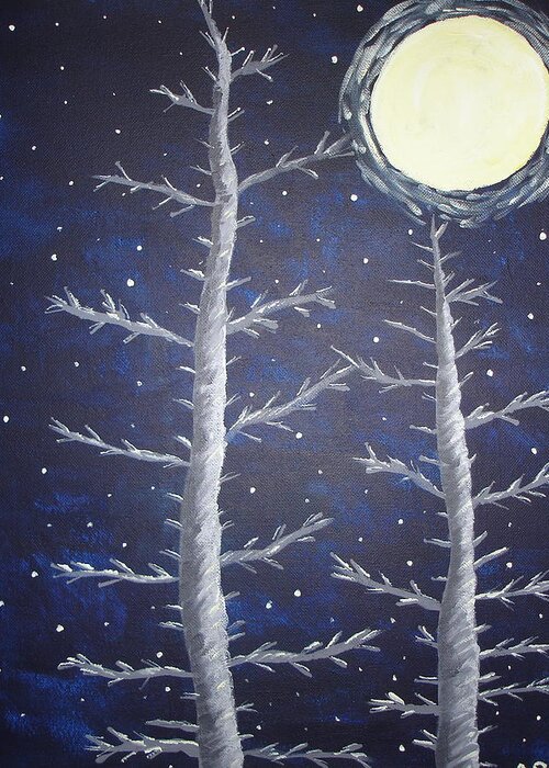 Moon Greeting Card featuring the painting Full Moon Strength by Angie Butler