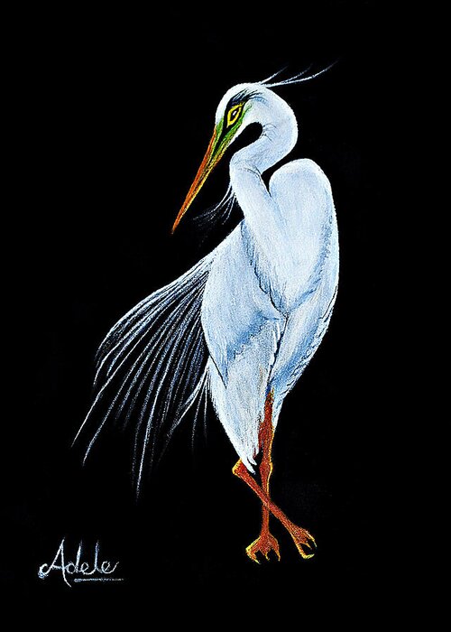 Egret Greeting Card featuring the painting Gabriella by Adele Moscaritolo