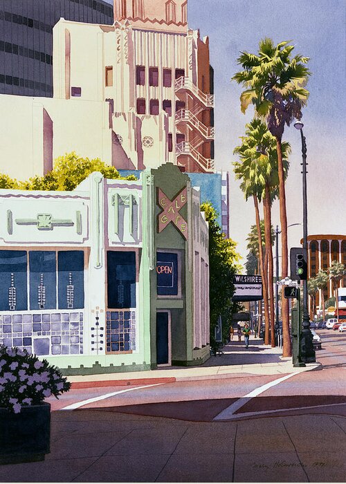 California Greeting Card featuring the painting Gale Cafe on Wilshire Blvd Los Angeles by Mary Helmreich