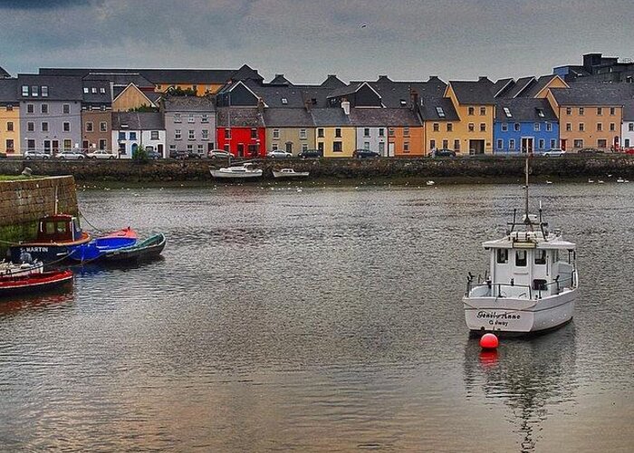 Shotaward Greeting Card featuring the photograph #galway #ireland #houses #sea #atlantic by Luisa Azzolini