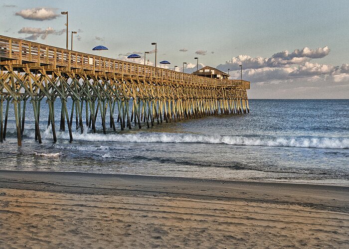 Garden City Pier Greeting Card featuring the photograph Garden City Pier at Sunset by Sandra Anderson