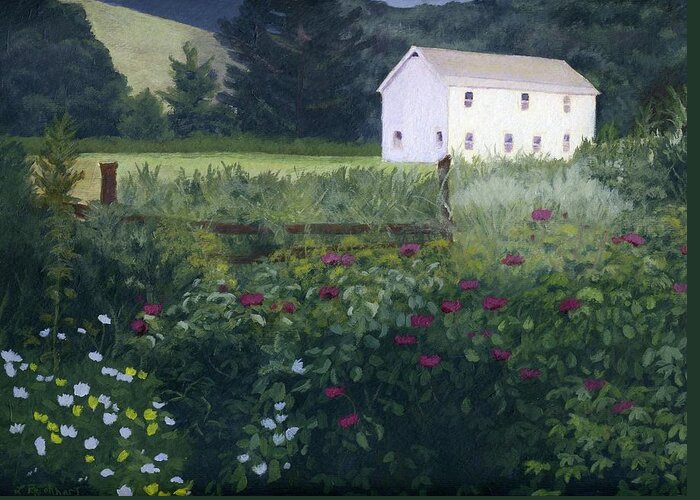 Garden Greeting Card featuring the painting Garden in the Back by Lynne Reichhart