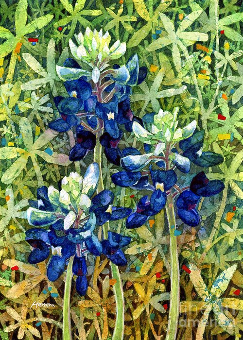 Bluebonnet Greeting Card featuring the painting Garden Jewels I by Hailey E Herrera