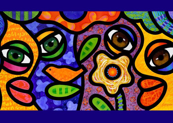 Abstract Greeting Card featuring the painting Garden Party by Steven Scott