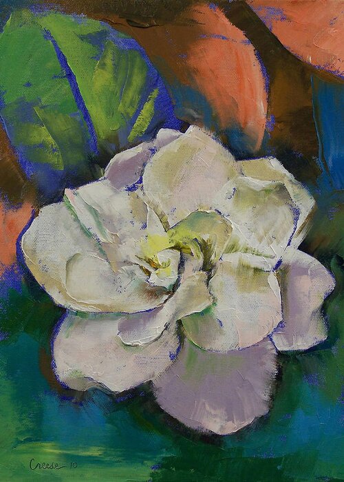 Gardenia Greeting Card featuring the painting Gardenia by Michael Creese