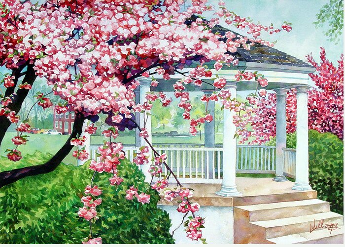 Watercolor Greeting Card featuring the painting Gazeebo by Mick Williams