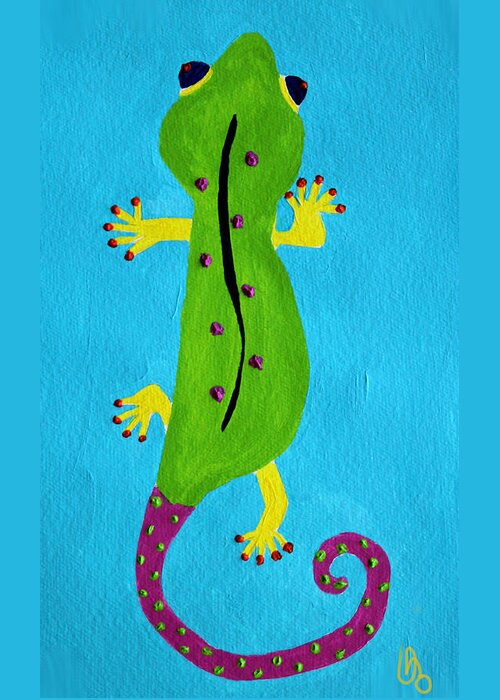 Gecko Greeting Card featuring the painting Gecko Gecko by Deborah Boyd