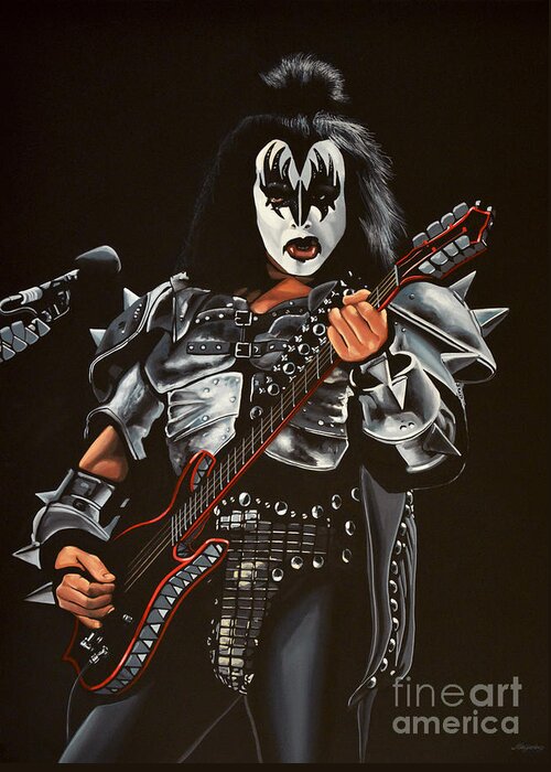 Kiss Greeting Card featuring the painting Gene Simmons of Kiss by Paul Meijering