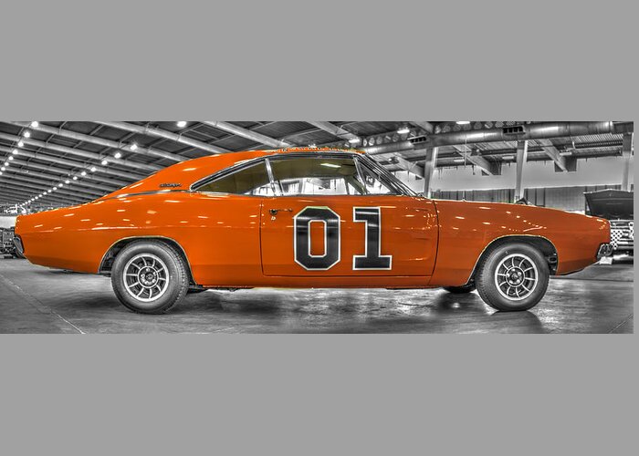 Orange Greeting Card featuring the photograph General Lee Dodge Charger by John Straton