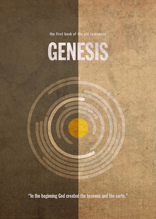 Genesis Greeting Card featuring the mixed media Genesis Books of the Bible Series Old Testament Minimal Poster Art Number 1 by Design Turnpike