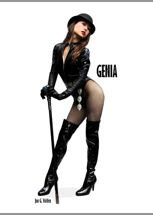 Pinup Greeting Card featuring the photograph Genia Vgirl PinUp by Jon Volden