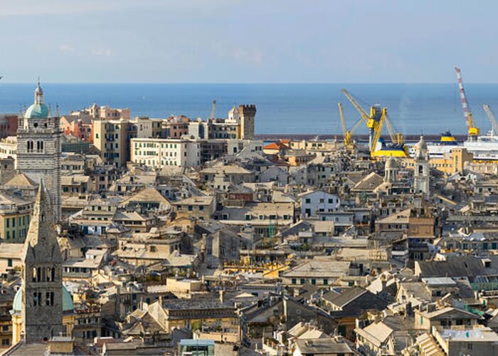 Apartment Greeting Card featuring the photograph Genova. panoramic view by Antonio Scarpi