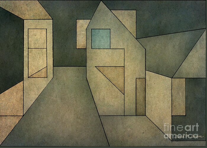 Geometric Greeting Card featuring the digital art Geometric Abstraction II by David Gordon