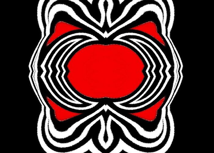 Geometric Art Greeting Card featuring the digital art Geometric Black White Red Art Ornament No.205. by Drinka Mercep