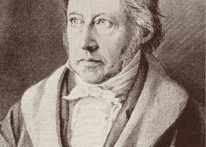Male; Portrait; Intellectual; Half Length Greeting Card featuring the drawing Georg Hegel by Anonymous