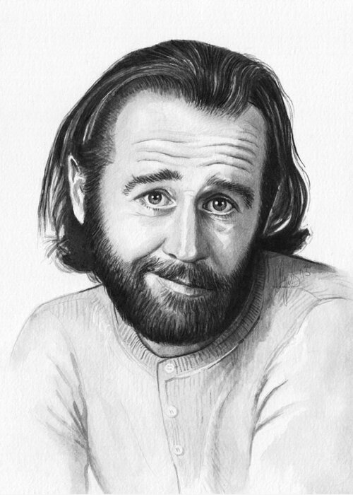 George Carlin Greeting Card featuring the painting George Carlin Portrait by Olga Shvartsur