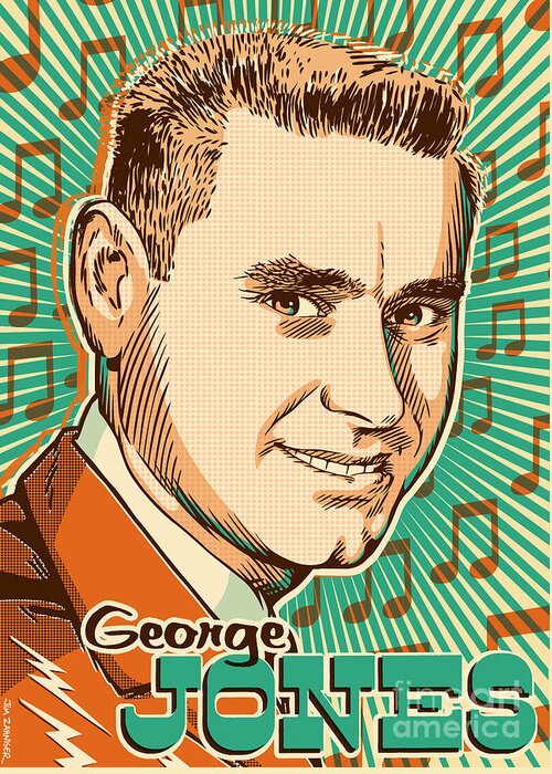 Country And Western Greeting Card featuring the digital art George Jones Pop Art by Jim Zahniser
