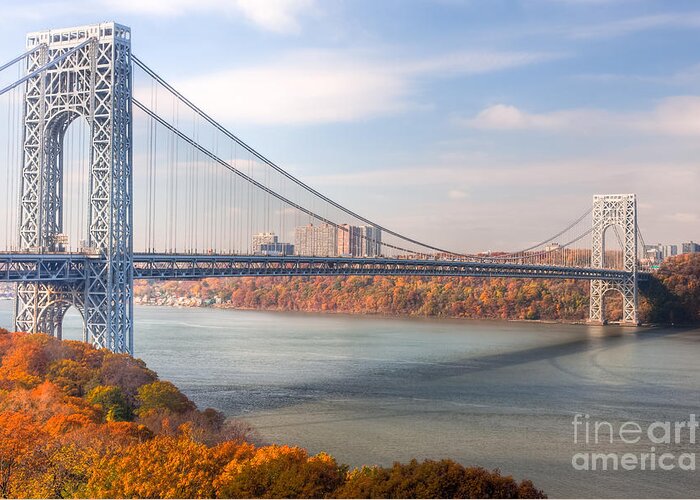 Clarence Holmes Greeting Card featuring the photograph George Washington Bridge by Clarence Holmes