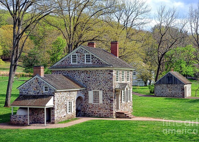 Valley Greeting Card featuring the photograph George Washington Headquarters at Valley Forge by Olivier Le Queinec