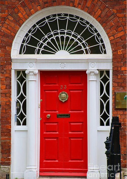 Georgian Door Greeting Card featuring the photograph Georgian Door in Dublin 7002 by Jack Schultz