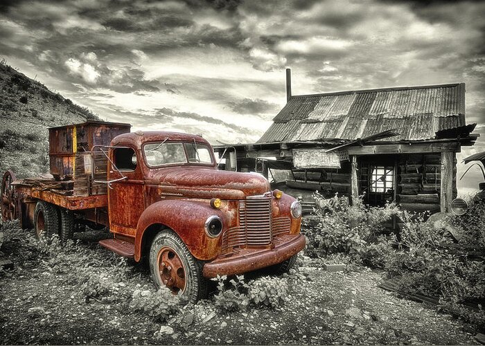 Old Greeting Card featuring the photograph Ghost Town Truck by Robert Jensen