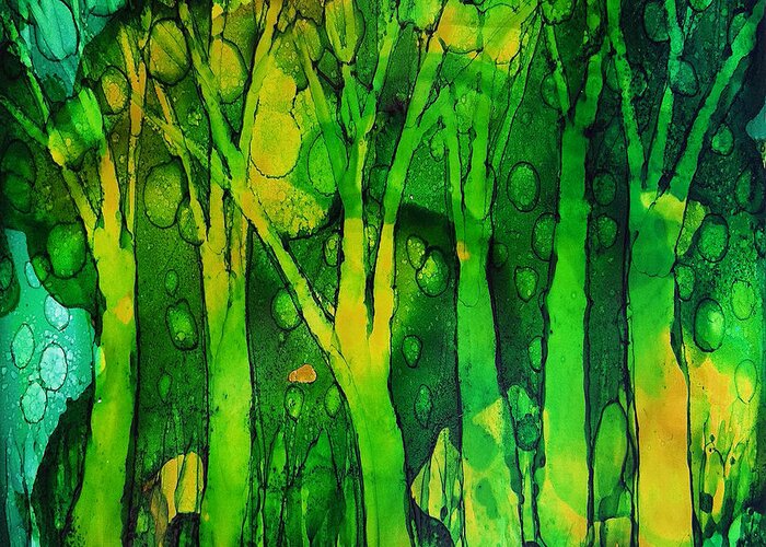Tropical Greeting Card featuring the painting Ghosty Forest by Angela Treat Lyon