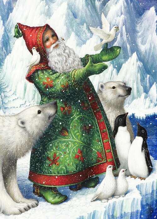 Santa Claus Greeting Card featuring the painting Gift of Peace by Lynn Bywaters