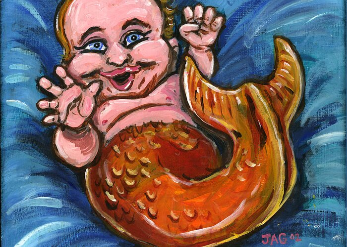 Goldfish Greeting Card featuring the painting Giggly Goldie by John Ashton Golden