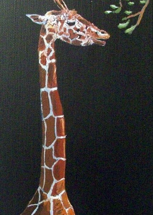 Giraffe Greeting Card featuring the painting Giraffe by Asa Jones