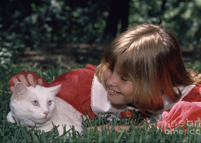 Cat Greeting Card featuring the photograph Girl With Cat by Gregory G. Dimijian, M.D.