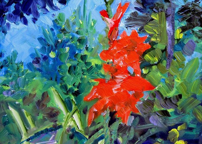 Flowers Greeting Card featuring the painting Gladiolus by Adele Bower