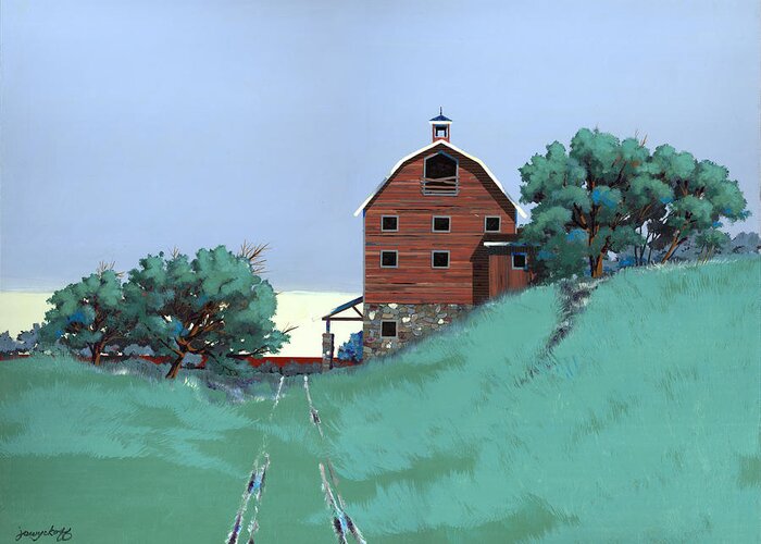 Glen Greeting Card featuring the painting Glen Barn by John Wyckoff