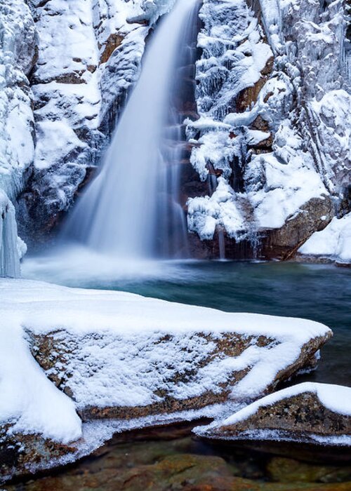 2:4 Greeting Card featuring the photograph Glen Ellis Falls Winter Beauty by Jeff Sinon