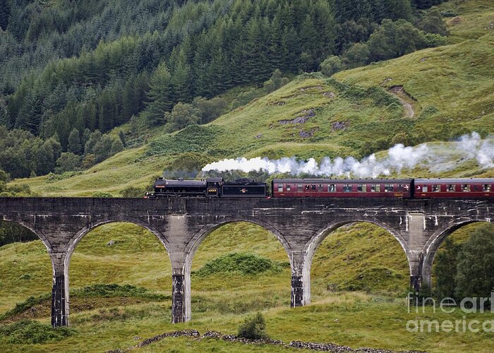 Jacobite Greeting Card featuring the photograph Glenfinnan Viaduct - D002340 by Daniel Dempster