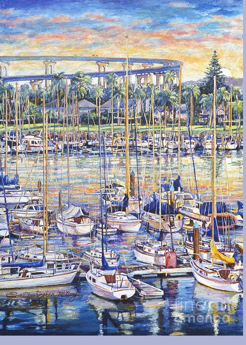 Sue Greeting Card featuring the painting Glorietta Bay Sunrise by Glenn McNary