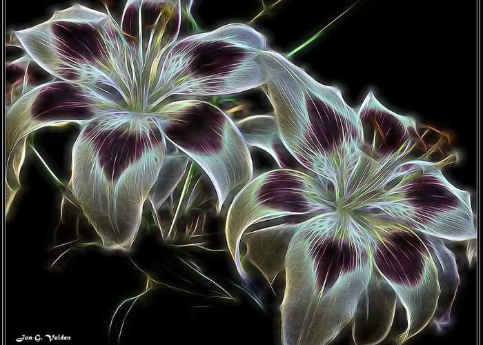 Flowers Greeting Card featuring the painting Glowing Flowers by Jon Volden