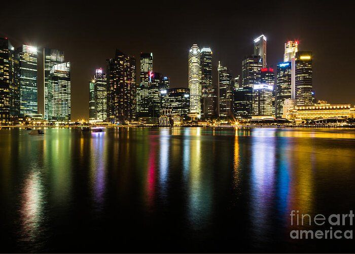 Asia Greeting Card featuring the photograph Glowing Singapore by AsianDreamPhoto