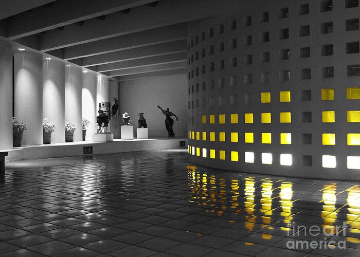 Travelpixpro Color Splash Greeting Card featuring the photograph Glowing Wall Color Spash Black and White by Shawn O'Brien