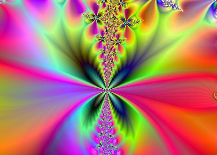 Fractal Greeting Card featuring the digital art Glowing Wings by Ester McGuire
