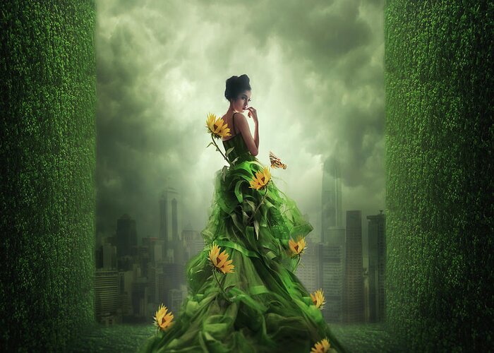 Green Greeting Card featuring the photograph Go Green by Hardibudi