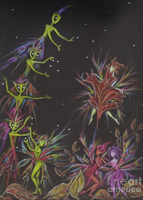 Aliens Greeting Card featuring the drawing Go On Shake Hands by Dawn Fairies