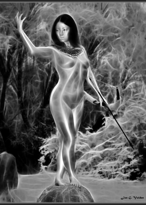 Fantasy Greeting Card featuring the painting Goddess Of The Hunt by Jon Volden