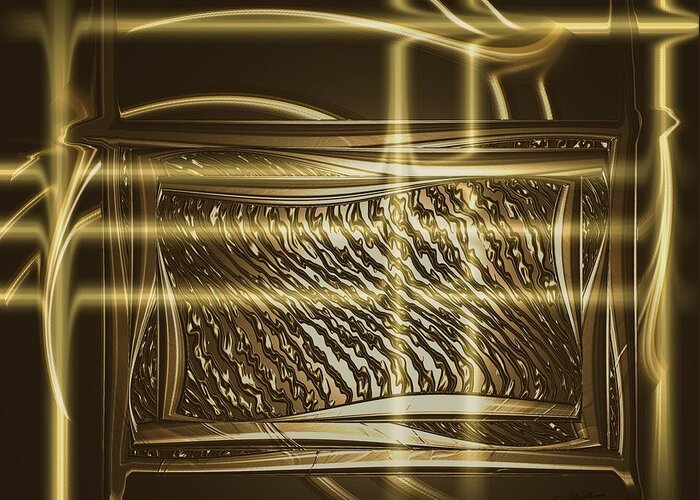 Brown And Gold Greeting Card featuring the digital art Gold Chrome Abstract by Kae Cheatham