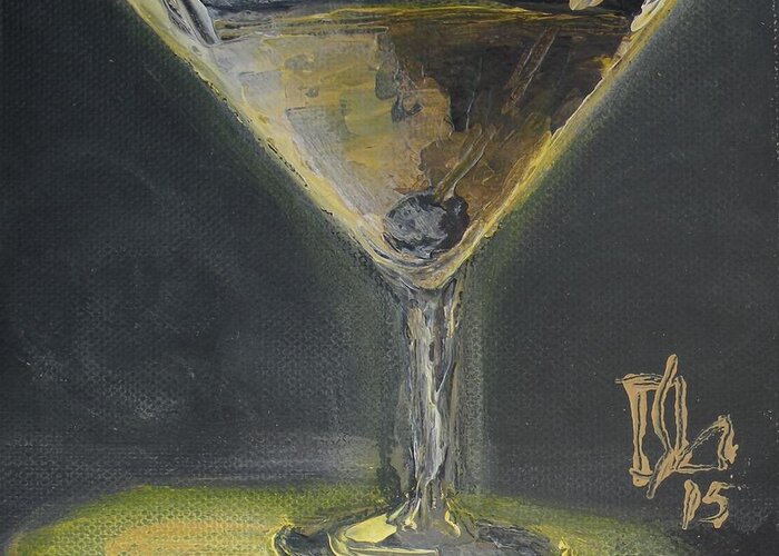 Martini Greeting Card featuring the painting Gold Martini by Lee Stockwell