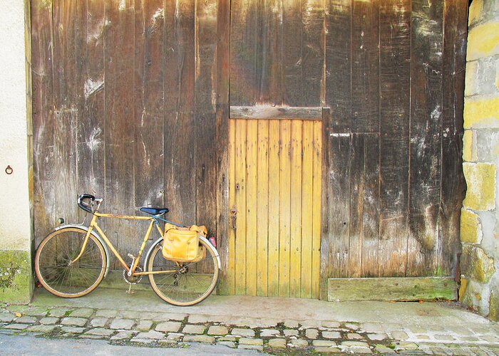 Golden Yellow Greeting Card featuring the photograph Golden Bike by Randi Kuhne